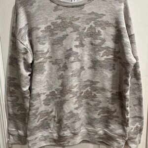 Athleta women’s Camouflage Crewneck Sweater - Gray and Brown